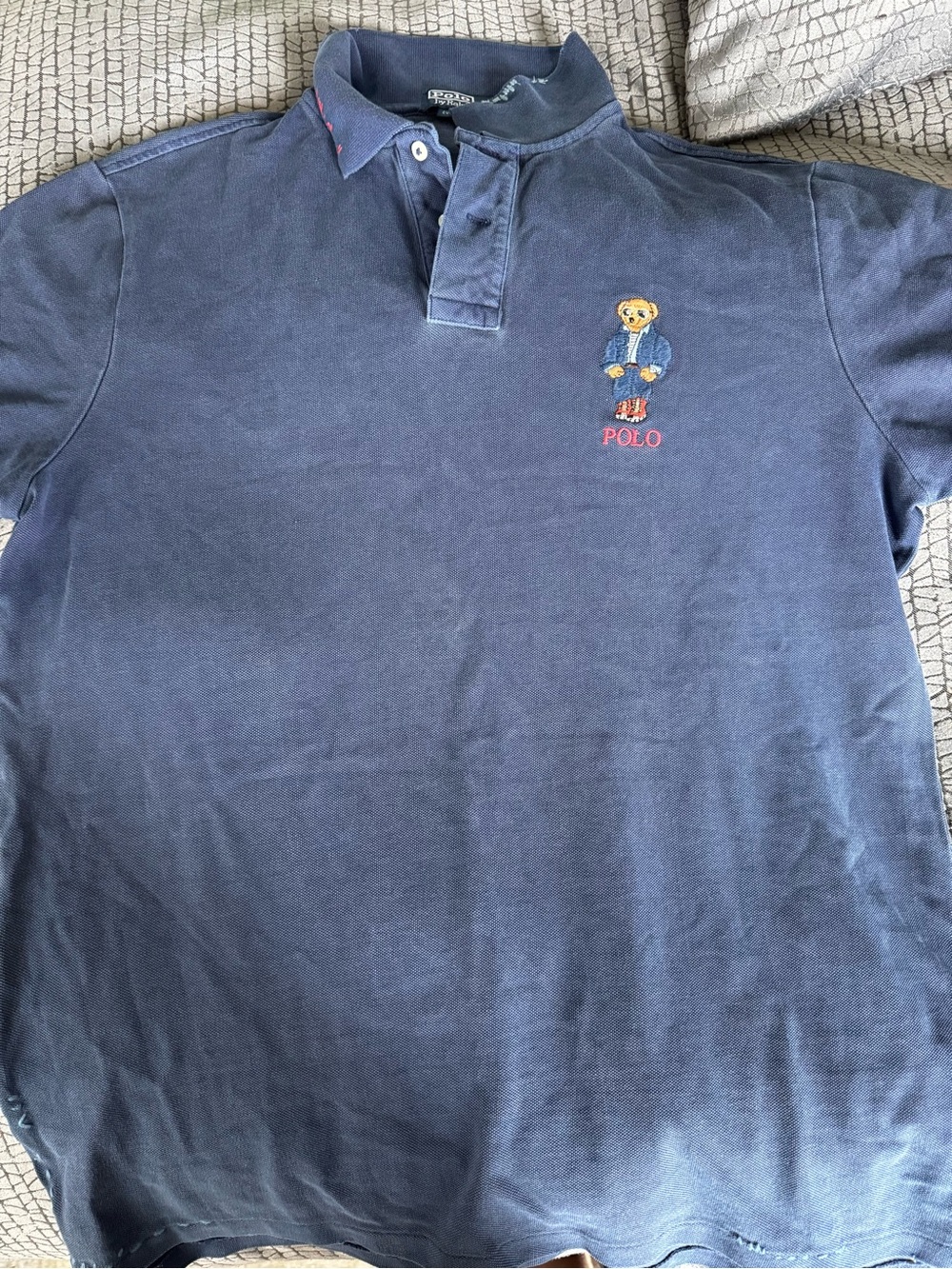 Polo by Ralph Lauren Men’s Navy Polo Bear - Motif Cotton Polo Shirt. Sz L - Picture 6 of 12